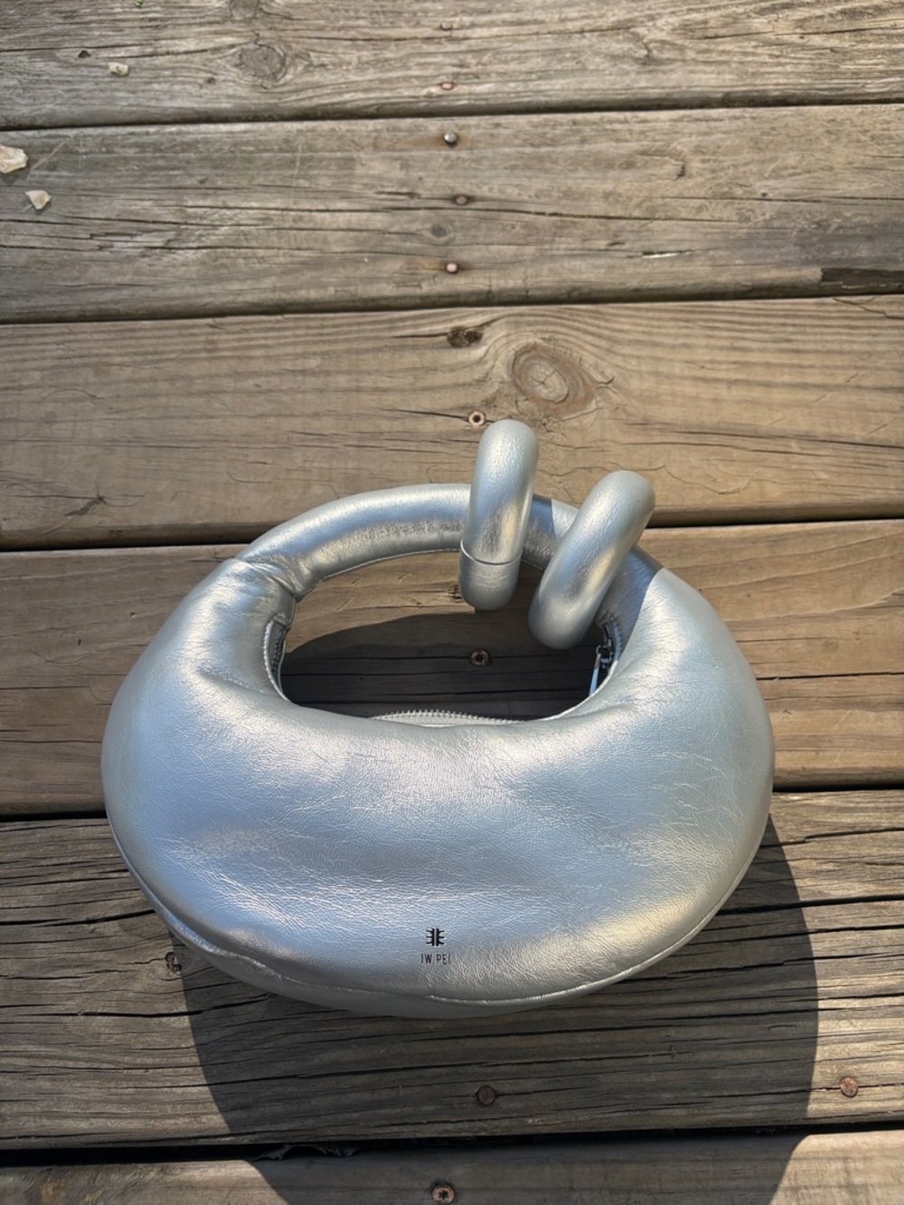 JW PEI Silver Loop-Handle Crescent Bag